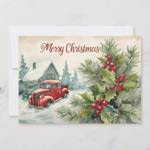 Cartes Pour Fêtes Annuelles Vieux Camion Rouge Noël Appartement de vacances