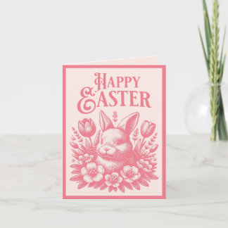 Cartes Pour Fêtes Annuelles Vieux lapin rose de Pâques