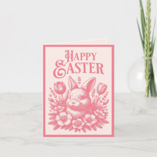 Cartes Pour Fêtes Annuelles Vieux lapin rose de Pâques