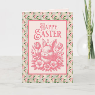Cartes Pour Fêtes Annuelles Vieux lapin rose de Pâques