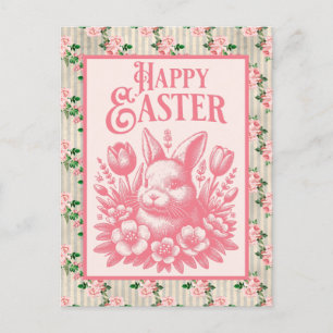 Cartes Pour Fêtes Annuelles Vieux lapin rose de Pâques