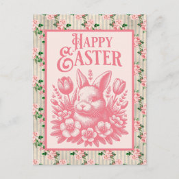 Cartes Pour Fêtes Annuelles Vieux lapin rose de Pâques