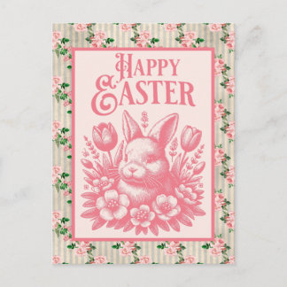 Cartes Pour Fêtes Annuelles Vieux lapin rose de Pâques