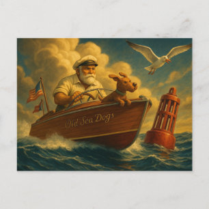 Cartes Pour Fêtes Annuelles Vieux loups de mer : un marin et son fidèle canin