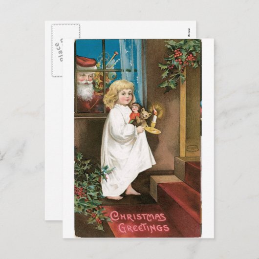 Cartes Pour Fêtes Annuelles Vieux Noël Salutations (Devant / Derrière)