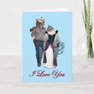 Cartes Pour Fêtes Annuelles Vieux Ouest 'Purrfect' Chat Couple Valentine