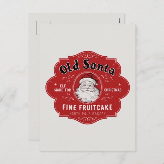 Cartes Pour Fêtes Annuelles Vieux Père Noël fruitcake ajouter un message (Devant / Derrière)