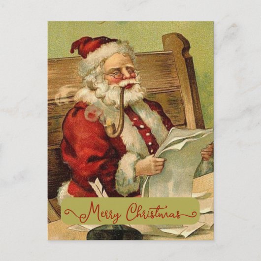 Cartes Pour Fêtes Annuelles Vieux thème Père Noël Pipe Noël saison (Devant)