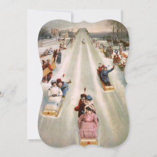 Cartes Pour Fêtes Annuelles Vieux Toboggan Run Fancy Cut Christmas