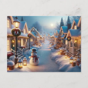 Cartes Pour Fêtes Annuelles Village couvert de neige pour Noël