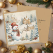 Cartes Pour Fêtes Annuelles Village de neige bonhomme de neige Noël vacances