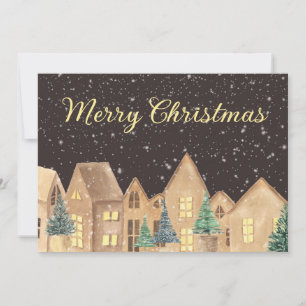 Cartes Pour Fêtes Annuelles Village de neige d'hiver scandinave Joyeux Noël