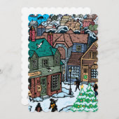 Cartes Pour Fêtes Annuelles Village de Noël (Devant / Derrière)