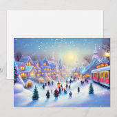 Cartes Pour Fêtes Annuelles village de Noël budget train de Noël (Devant / Derrière)