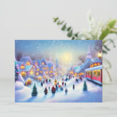 Cartes Pour Fêtes Annuelles village de Noël budget train de Noël (Debout devant)