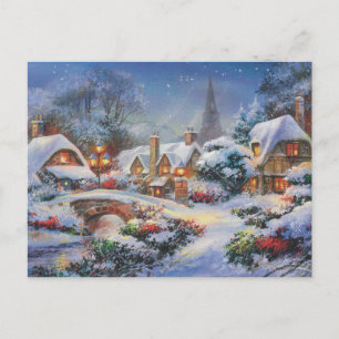 Cartes Pour Fêtes Annuelles Village de Noël d'hiver vintage