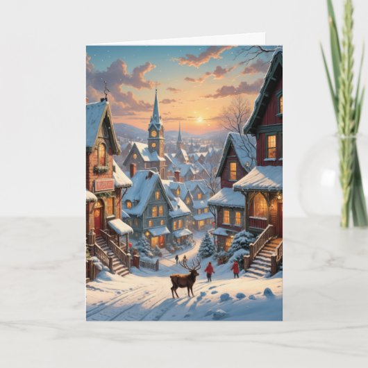 Cartes Pour Fêtes Annuelles Village de Noël enneigé (Devant)
