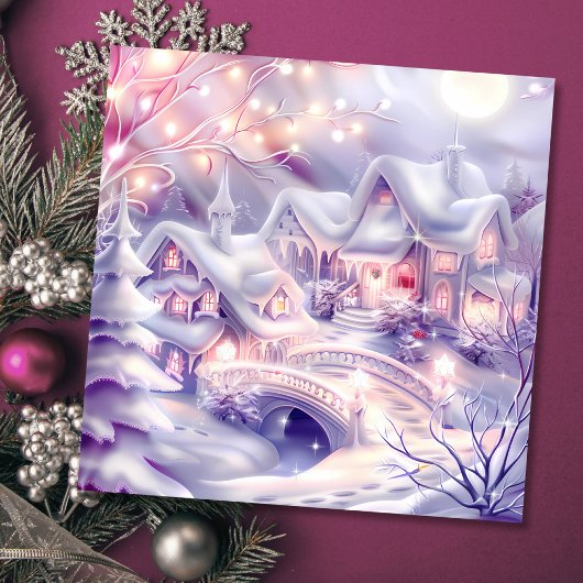 Cartes Pour Fêtes Annuelles Village de Noël fantastique Wonderland d'hiver