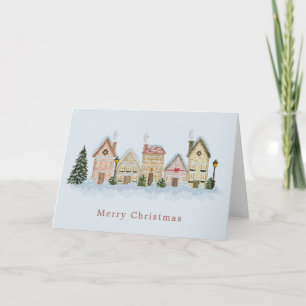 Cartes Pour Fêtes Annuelles Village de Noël festif à l'aquarelle Joyeux Noël