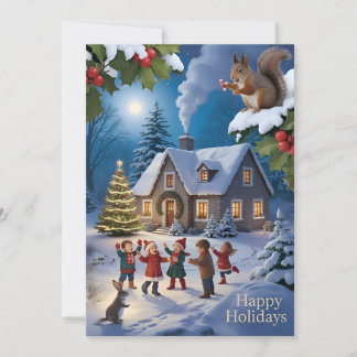 Cartes Pour Fêtes Annuelles Village de Noël hivernal enneigé