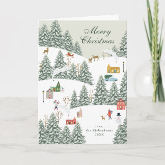 Cartes Pour Fêtes Annuelles Village de Noël Non Photo Vert