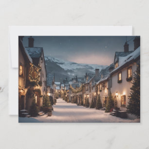 Cartes Pour Fêtes Annuelles Village de Noël vintage par une nuit enneigée