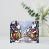 Cartes Pour Fêtes Annuelles Village de rue pavé Noël personnalisé (Debout devant)