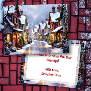 Cartes Pour Fêtes Annuelles Village de rue pavé Noël personnalisé