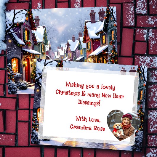 Cartes Pour Fêtes Annuelles Village de rue pavé Noël personnalisé