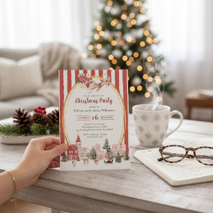 Cartes Pour Fêtes Annuelles Village de traîneau du Père Noël fantaisiste Fête