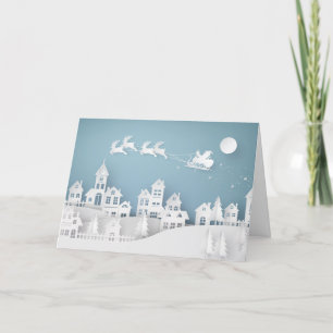 Cartes Pour Fêtes Annuelles Village découpé en 3D