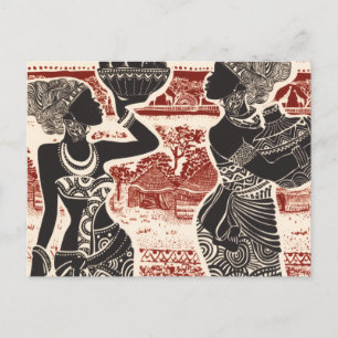 Cartes Pour Fêtes Annuelles Village des femmes africaines tribales de vintage 