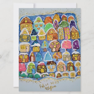 Cartes Pour Fêtes Annuelles Village d'hiver