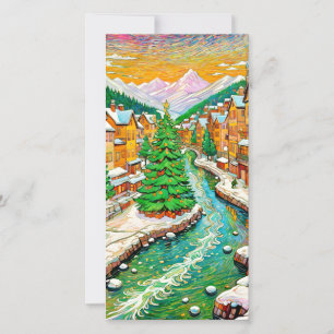 Cartes Pour Fêtes Annuelles Village d'Hiver