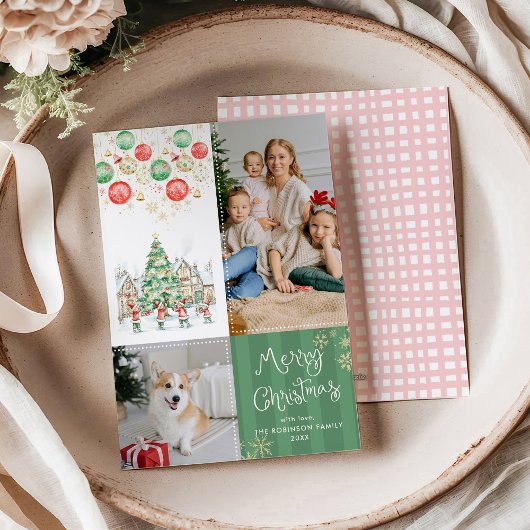 Cartes Pour Fêtes Annuelles Village d'hiver Whimsical Joyeux Noël 2 Photo