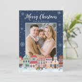 Cartes Pour Fêtes Annuelles Village hivernal neige Joyeux Noël 2 Photo (Debout devant)