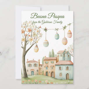 Cartes Pour Fêtes Annuelles Village italien festif Pâques Buona Pasqua