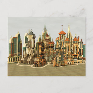 Cartes Pour Fêtes Annuelles Ville de fantasy futuriste Art de paysage urbain S