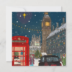 Cartes Pour Fêtes Annuelles Ville de Noël de Londres d'inspiration rétro