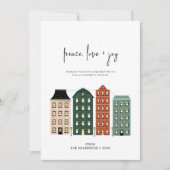 Cartes Pour Fêtes Annuelles Ville de Noël moderne pour la paix Amour & Joie (Devant)