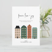 Cartes Pour Fêtes Annuelles Ville de Noël moderne pour la paix Amour & Joie (Debout devant)