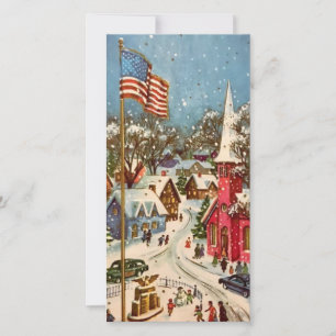 Cartes Pour Fêtes Annuelles Ville de Noël patriotique vintage