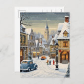 Cartes Pour Fêtes Annuelles Ville d'hiver rétro (Devant / Derrière)