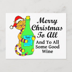 Cartes Pour Fêtes Annuelles Vin Chat Noël "...Et À Tous Un Bon Vin"