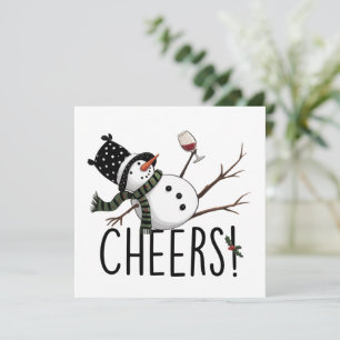 Cartes Pour Fêtes Annuelles Vin de bonhomme de neige Noël Drôle de boisson vin
