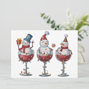 Cartes Pour Fêtes Annuelles Vin de Noël Bonhommes de Neige Esprits de Fêtes No