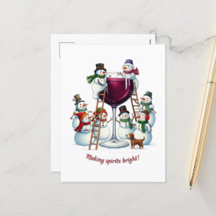 Cartes Pour Fêtes Annuelles Vin drôle bonhomme de neige Noël
