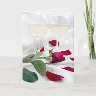 Cartes Pour Fêtes Annuelles Vin et Rose Anniversaire sur Satin