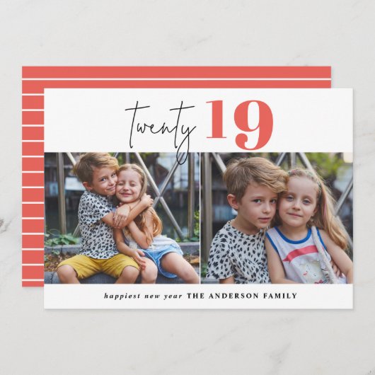 Cartes Pour Fêtes Annuelles VINGT audacieuse graphique multi photo nouvelle an (Devant / Derrière)