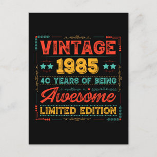 Cartes Pour Fêtes Annuelles Vintage 1985 Fait en 1985 40e anniversaire 40 ans